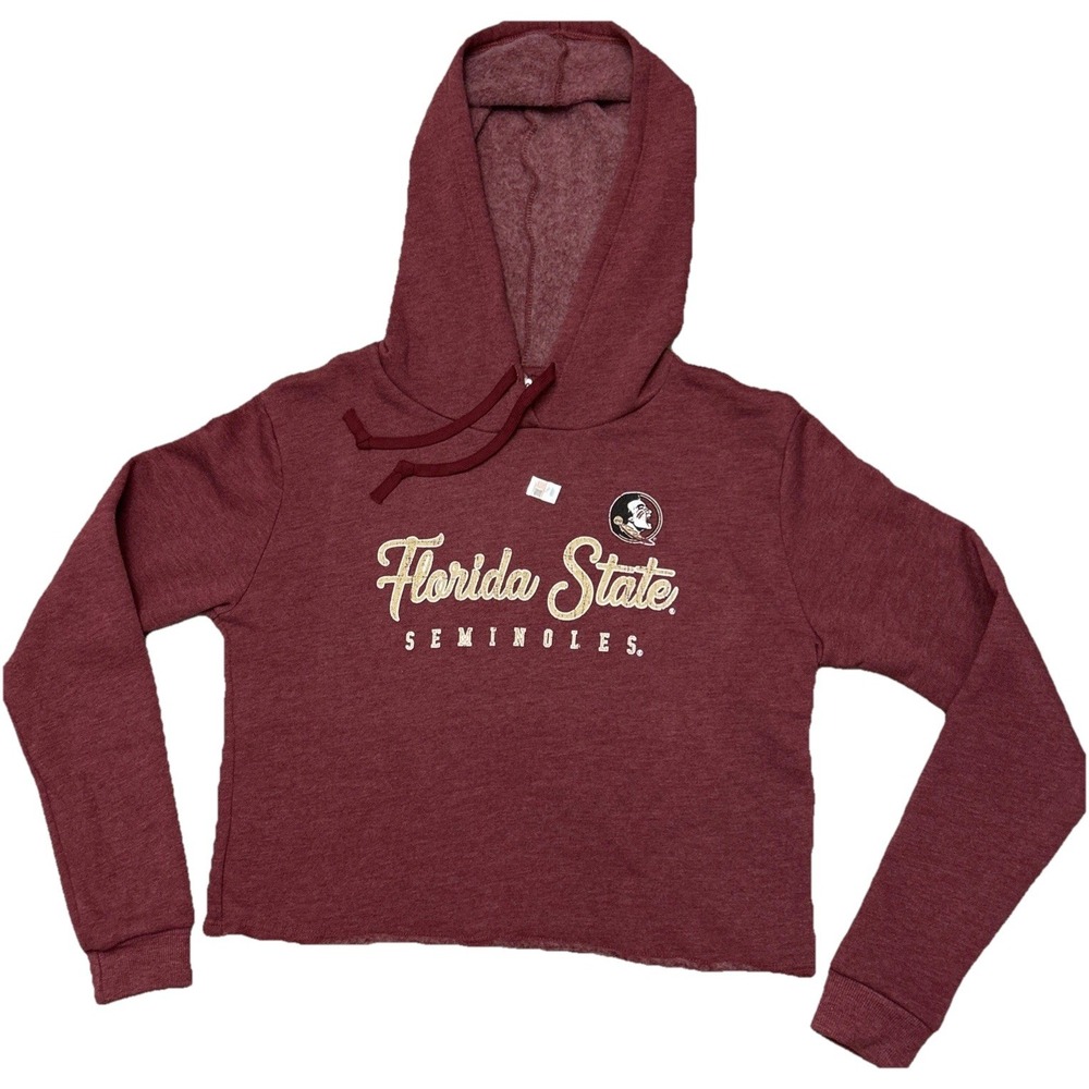 NEW FSU Hoodie Crop Sweatshirt Small Florida State Seminoles Women Garnet Boxy